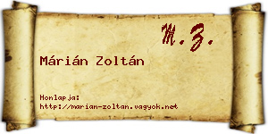 Márián Zoltán névjegykártya